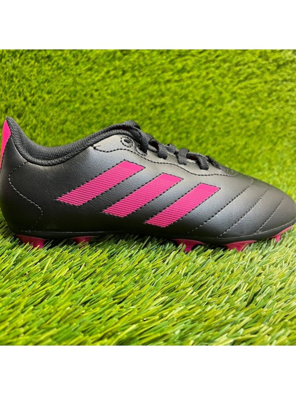 Adidas Goletto VIII FG Girls Size 3Y Black Pink Running Leather Soccer Cleats